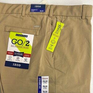 Izod Tan Chinos Classic Flat Front Design